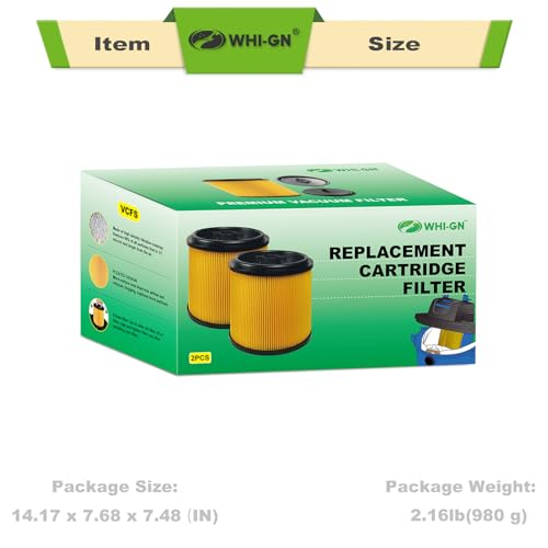 2 Pack VCFS Replacement Filters for Vacmaster 5-16 Gallon Wet/Dry Vacs