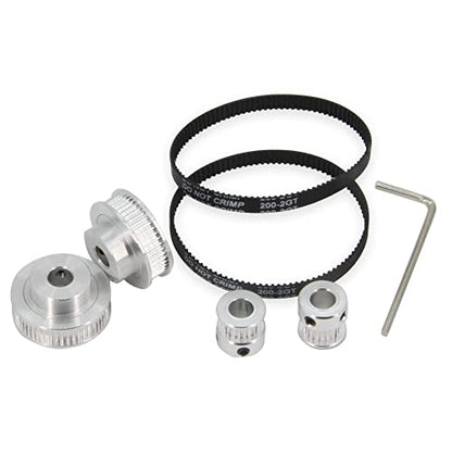 2PCS Set GT2 Synchronous Wheel 20&48 Teeth 8mm Bore Aluminum Timing Pulleys with 2PCS Length 200mm Width 6mm Belt (20-48T-8B-6) - style: 20-48T-8B-6