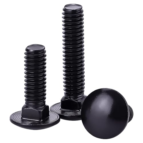 1/4-20 x 1-1/4" Black Steel Carriage Bolts, 304 Stainless Steel 18-8, Round Domed Head Square Neck Carriage Bolts Screws, Coarse Thread UNC, 25 PCS - size: 1/4-20 x 1-1/4"