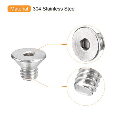uxcell #8-32x1/4 Flat Countersunk Head Socket Cap Screws, 50Pcs 304 Stainless Steel Hex Socket Flat Head Screws, Full Thread, Countersunk Bolts - size: #8-32x1/4"