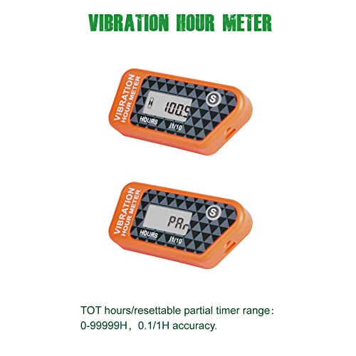 YOOREAL Vibration Hour Meter,Maintenance Hours Waterproof IP68 - color: Orange