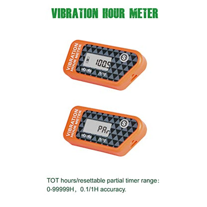 YOOREAL Vibration Hour Meter,Maintenance Hours Waterproof IP68 - color: Orange