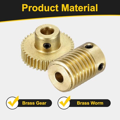 uxcell Worm Gear Set 40T 0.5 Module 1:40 Reduction Rate - size: Gear-5mm, Rod-4mm Bore, style: 0.5M-40T