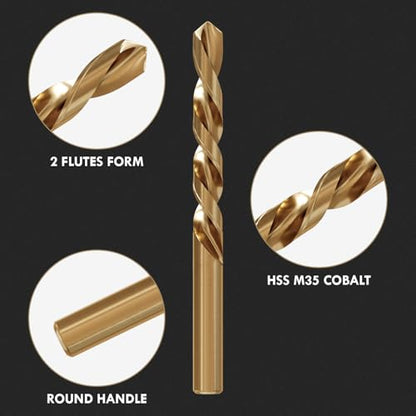 29Pcs(1/16"-1/2") Cobalt Left Hand Drill Bit Set Jobber Length - size: 29pcs Left Hand, 1/16"-1/2"