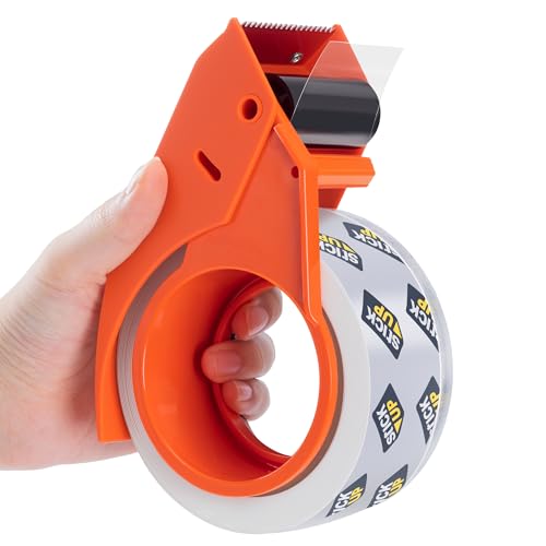 STICK UP Heavy Duty Packing Tape with Dispenser, 1 Roll, 1.88" x 65 YDs, Clear Strong Adhesive Package Sealing Tape for Shipping Moving Boxes, Mailing Supplies and Storage