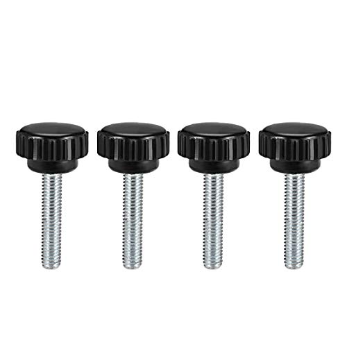 uxcell M6 x 25mm Metric Male Thread Knurled Clamping Knobs Black 4 Pcs - size: M6 x 25