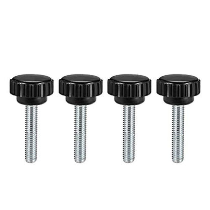 uxcell M6 x 25mm Metric Male Thread Knurled Clamping Knobs Black 4 Pcs - size: M6 x 25