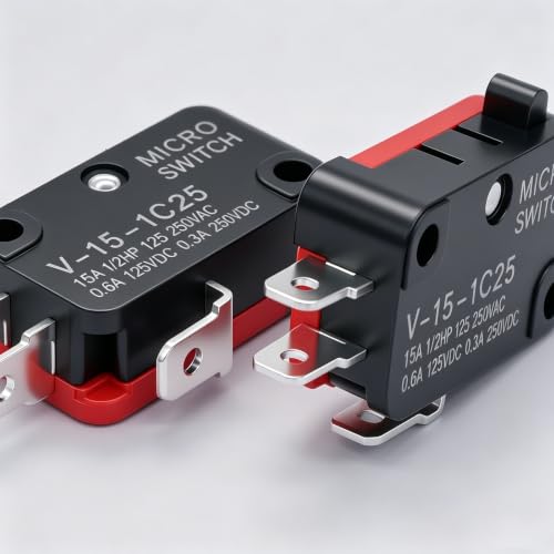 Twidec/6Pcs Snap Action Button Micro Limit Switch 125V/250V 16A SPDT for Microwave Oven Door Arcade V-15-1C25 - style: V-15-1C25