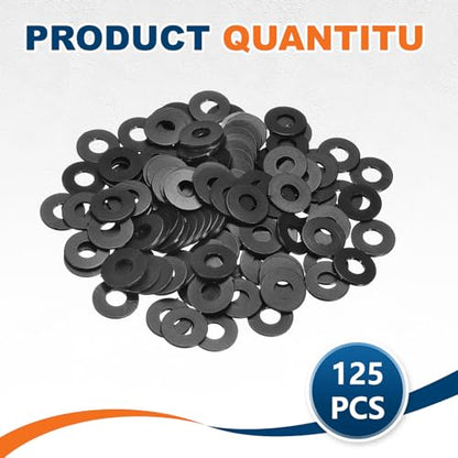 PATIKIL 125 Pcs Nylon Flat Washer M5 5mm ID 12mm OD 1mm THK Black - color: Black, size: 5mm x 12mm x 1mm