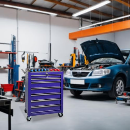 Rolling Metal Tool Chest with 7 Drawers - color: 7-drawer-purple-a
