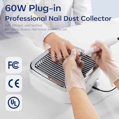 Makartt Nail Dust Collector Plug-in: 60W Dual Turbine Dust Extractor - color: Plug-in Nail Dust Collector-sylvie