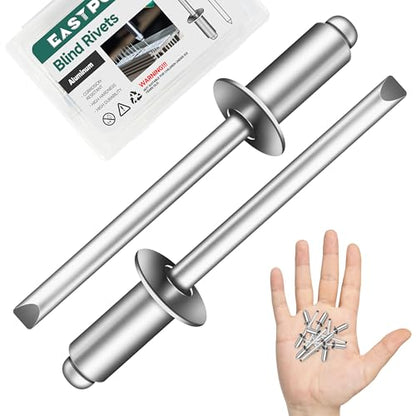250 Pcs 3/16" x 3/8" Aluminum Blind Pro Rivets, 5 x 10mm Pop Rivets, 3/16 Rivet Aluminum Grip and Steel Mandrel - color: Silver, size: 3/16" x 3/8"