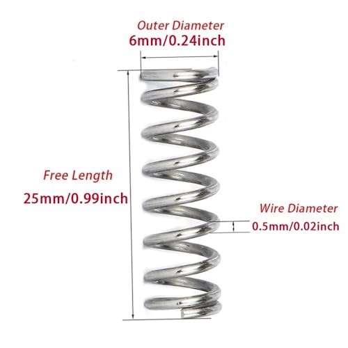 150pcs Compression Springs, 304 Stainless Steel Small Pen Spring, Length 10-30mm, OD 4-6mm, Wire Diameter 0.3-0.5mm (Color : 150pcs, Size : 0.5 * 6 * 25mm) - size: 0.5*6*25mm