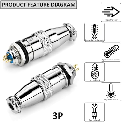 CLYXGS [4 Pack] XS10 Aviation Connector Plug & Socket, 3 Pin, Quick Push-Pull Ball Detent Locking, 10mm Panel Cutout, 6A 250V Industrial Metal Wire Connector Adapter (XS10-3P) - style: XS10-3