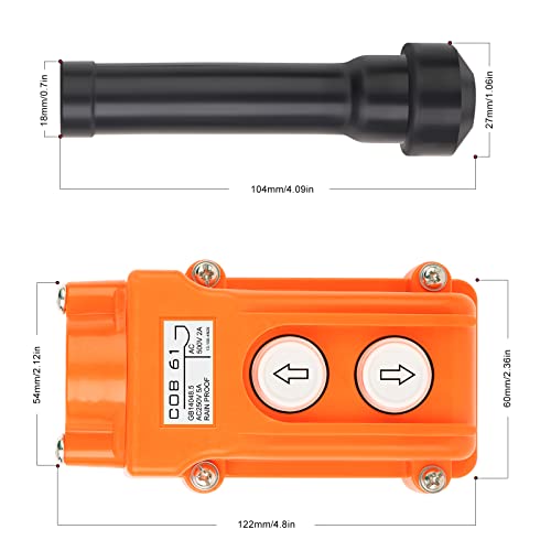 5Pcs Rainproof Crane Push Button Switch, COB61-UP-DOWN Crane Pendant Control Station Push Button Switch with Rubber Cable Barrel - size: 5
