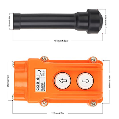 5Pcs Rainproof Crane Push Button Switch, COB61-UP-DOWN Crane Pendant Control Station Push Button Switch with Rubber Cable Barrel - size: 5