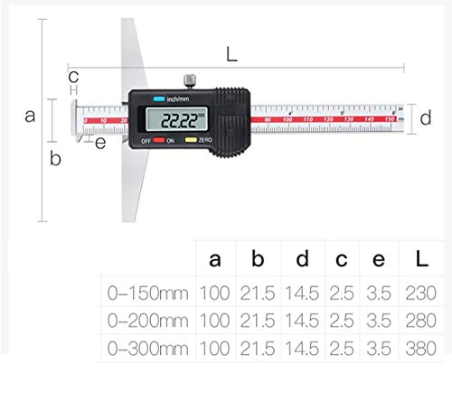 Depth Gauge Vernier Caliper 0-150mm 0-200mm,0-300mm (Digital 300mm(Double-Hook)) - size: digital 300mm(double-hook)