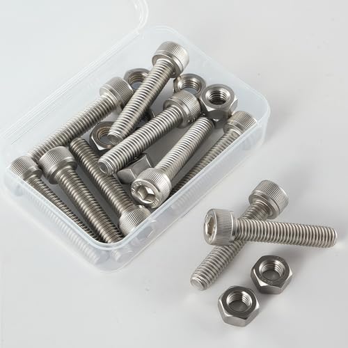 M10-1.5x45mm Socket Head Cap Screw and Nut Kit 6set, 304 Stainless Steel A2-70, Full Thread, Bright Finish - High Strength, Corrosion Resistant for Automotive, Machinery, DIY - size: M10x45mm(6 Sets）