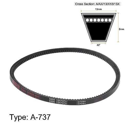 HARFINGTON 13x737 Cogged V-Belts AX Section Drive Raw Edge Belt 737mm Inner Girth 13mm Width 8mm Thickness EPDM for Power Transmission - size: 737mm