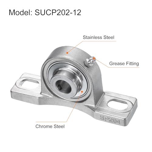 uxcell 2 Pcs SUCP202-10 Pillow Block Bearings 5/8 inch Bore Self Alignment, Stainless Steel Base Mounted Chrome Steel Bearings - size: SUCP202-10