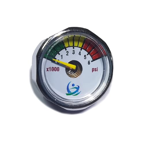 1 inch Pressure Gauge Mini Micro Manometre 1/8NPT for Paintball PCP Airsoft Mountaineering Diving 1500psi, 2000psi, 3000psi, 5000psi, 6000psi (1/8NPT-6000psi) - size: 1/8NPT-6000psi