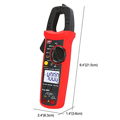 UNI-T Digital Clamp Meter UT203+, AC Current True RMS HVAC Volt Amp Ohm Meter Clamp On Multimeter, Auto Ranging 4,000 Counts NCV AC DC Voltage Frequency Resistance Capacitance Continuity Diode Tester - size: UT203+