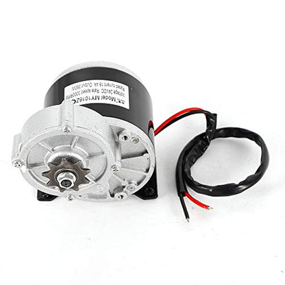 Electric Vehicle Geared Motor, 24V 350W Gear Face Mount 9 Teeth Sprocket Electric Brush Motor for Scooter Bike Go-Kart Minibike MY1016Z