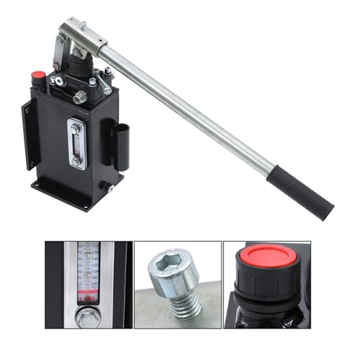 Hydraulic Piston Hand Pump with Changeover Valve for Double Acting Cylinder, Manual Double Acting Hydraulic Pump with 3-Quart Steel Vertical Tank, 2.7 CID, 3,600 PSI, 3/8" NPTF