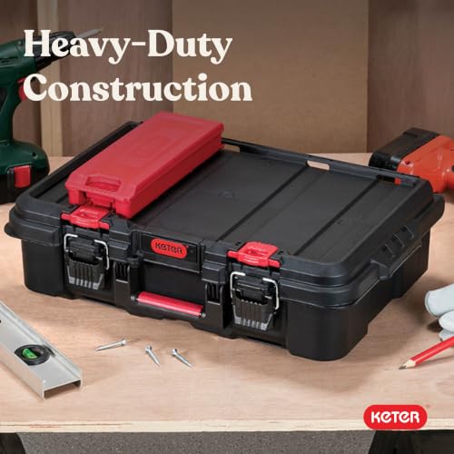 Keter Stack N' Roll Power Tool Case with Removable Dividers - color: Black/Red, size: Power Tool Organizer