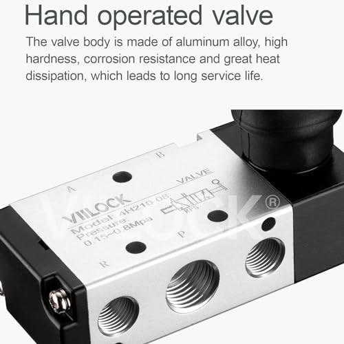 4H210-08 Hand Lever Valve 5 Way 2 Position 1/4"NPT for Air Cylinder - size: 1/4"NPT, style: 5 Way 2 Position