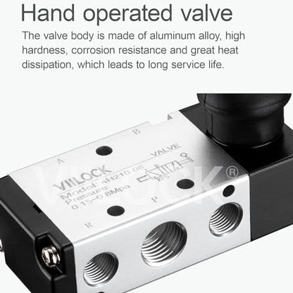 4H210-08 Hand Lever Valve 5 Way 2 Position 1/4"NPT for Air Cylinder - size: 1/4"NPT, style: 5 Way 2 Position