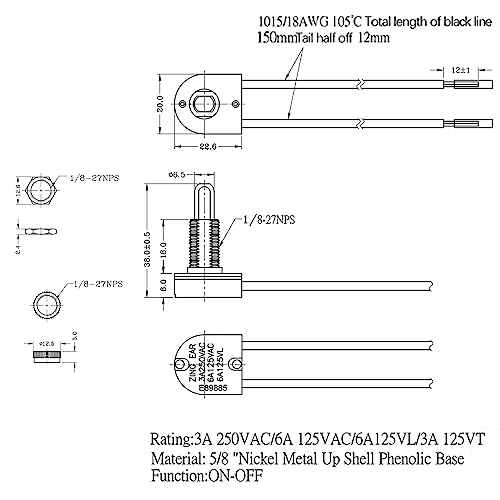 Push Button Switch Zing Ear ZE-107M ON-Off 5/8" Light Lamp 3A 250V