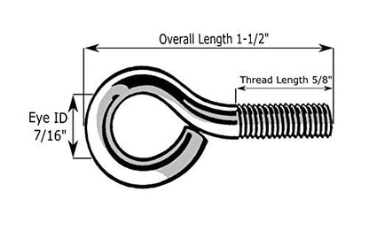 Hard-to-Find Fastener 014973454289 Eye Bolts, 3/16 x 1-1/2-Inch, 25-Piece - size: 3/16" x 1-1/2"