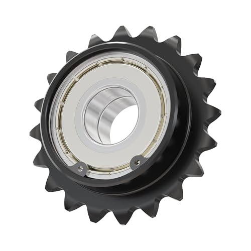 19 Tooth Roller Chain Sprocket, 42mm OD 8mm Bore 1/4" Pitch Chain Idler Sprocket, Single Bearing Black Oxide Finish C45 Carbon Steel for ISO 04C Chain - size: 7mm Bore 19 Tooth