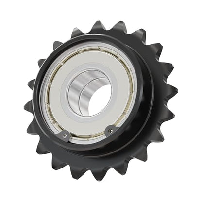 17 Tooth Roller Chain Sprocket, 37mm OD 8mm Bore 1/4" Pitch Chain Idler Sprocket, Single Bearing Black Oxide Finish C45 Carbon Steel for ISO 04C Chain - size: 6mm Bore 17 Tooth