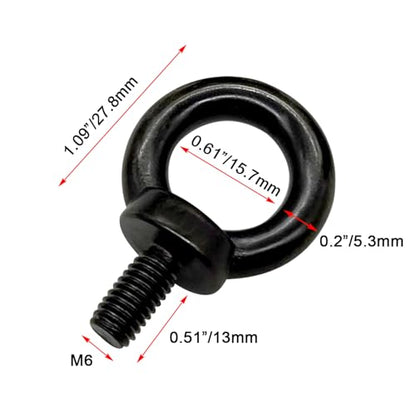 M6 Lifting Eye Bolts, Black Bolts 304 Stainless Steel (10 Pack) - size: M6