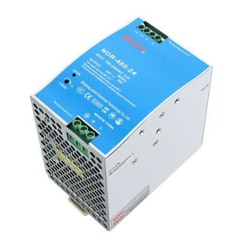NDR-480-24 24VDC 20 Amp 480W Industrial DIN Rail Power Supply Built-in Active PFC Function Silver+Blue