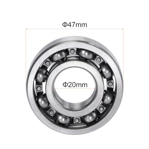 uxcell 6204 Deep Groove Ball Bearings 20x47x14mm Chrome Steel, Open Type - size: 20x47x14mm