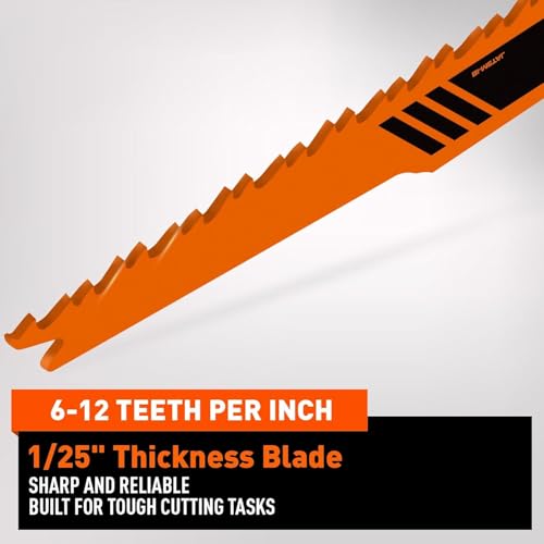 HORUSDY 30Pack 9 Inch 6-12 TPI Reciprocating Saw Blade Wood Pruning, Bi-Metal Saw Blades for Nail Wood or Trees Cutting, Sharp and Durability with Organizer Case - style: 30-Pc 9"Wood Blades