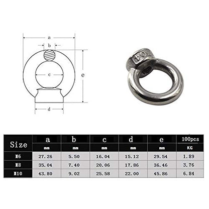 Lependor M6 Metric Ring Shape Lifting Eye Nut 304 Stainless Steel Lifting Eye Threaded Nut Fastener - 10 Pcs M6 (1/4") - color: 10 Pcs M6 (1/4")
