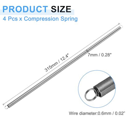 uxcell 4pcs Extension Springs 0.6x7x300mm/0.02x0.28x11.81in Extended Spring - size: 0.6x7x300mm/0.02x0.28x11.81in