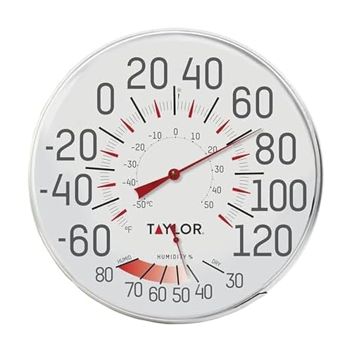 Taylor Precision Products Humidiguide Dial Thermometer (12-Inch), White, One Size - size: One Size