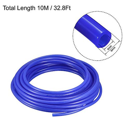 uxcell Pneumatic Air Tubing, 6mm OD x 4mm ID 10m(32.8ft) PU Polyurethane Air Compressor Tubing Hose Pipe Blue