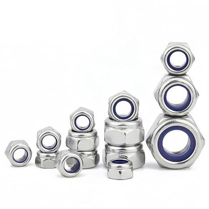 M3-0.5 Nylon Insert Lock Nuts, Stainless Steel 304 (18-8) Lock Nuts with Nylon Insert, 100pcs - color: Silver, size: M3-0.5