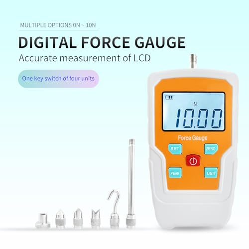 Digital Force Gauge Push and Pull Meter Dynamometer Tension Pressure Tester Thrust Meter Compression Load Plug Force Destructive Tests 10N/1kg/2.2lb/36Oz - size: 2.2LB 10N