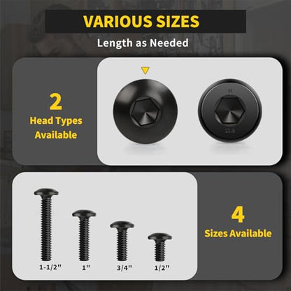 Socket Cap Machine Screws 1/4 x 1 24PC, Button Head Hex Socket - size: 1/4-20 x 1, style: Button