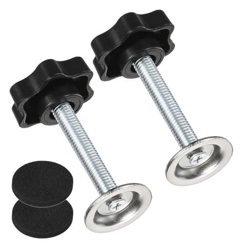 M METERXITY 2-Pack Star Handle Hand Screws, M8x45mm Carbon Steel Thread Star Clamping Knobs with Screws, Pressure Plate and Rubber Pad for Woodworking/Mechanical Equipment [Black] - size: M8 x 45mm