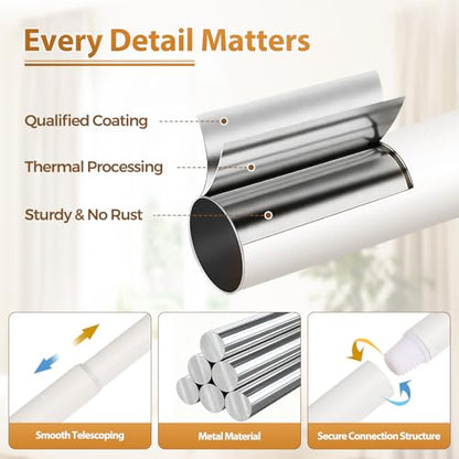 TONIAL Curtain Rods for Windows, 32 to 58 Inch, White, Single Drapery Rod - color: Warm White, size: 32-58"