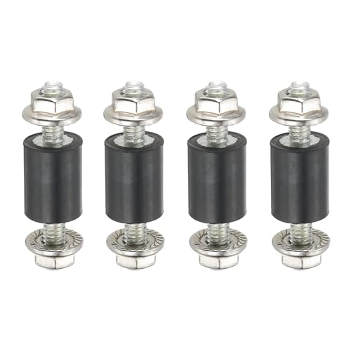 PATIKIL M4 10x10mm Rubber Isolator Mounts, 4 Pcs Rubber Studs Shock Absorber Anti-Vibration Isolation Damping Mounts with Lock Nuts for Motor, Air Compressor, Engines (30mm Height) - size: M4-10x10x30mm