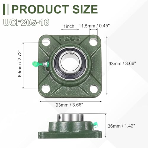 uxcell UCF205-16 Pillow Block Bearings,1 inch Bore(ABEC3) - size: UCF205-16 (1 inch)